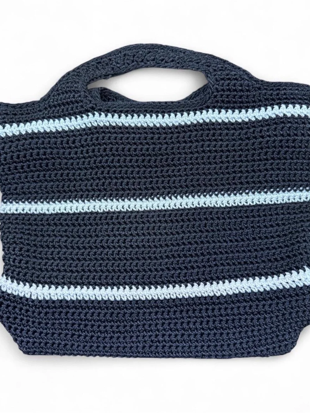 Striped Black Crochet Purse - Black and White